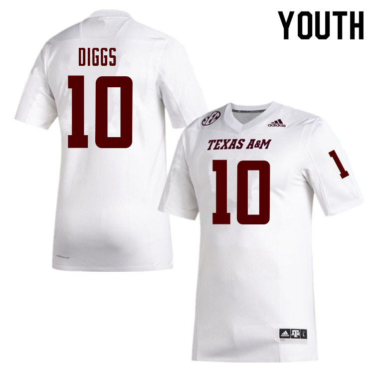 Youth #10 Fadil Diggs Texas A&M Aggies College Football Jerseys Sale-White - Click Image to Close